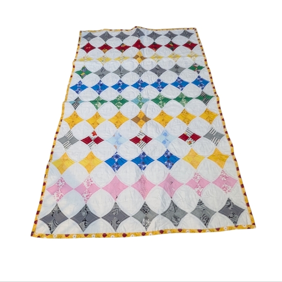 Hand Stitched Cathedral Window Quilt 47” x 31” Mini Quilt Handmade - Picture 1 of 7